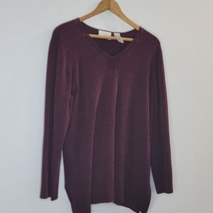 Liz Claiborne XL Maroon V-Neck Sweater